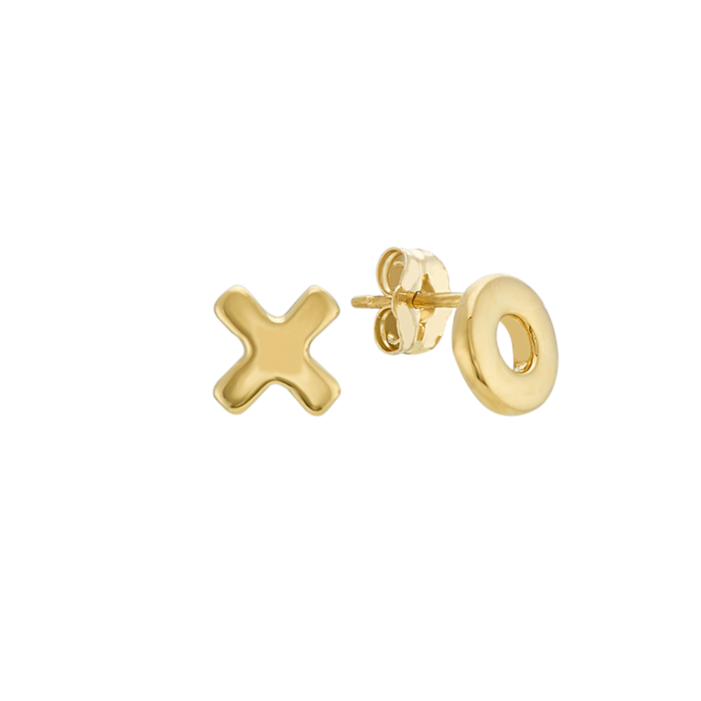 X & O Earrings in 14k Yellow Gold