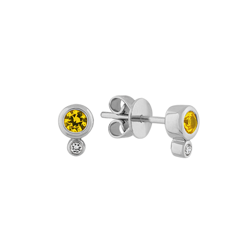 Yellow Sapphire and Diamond Earrings