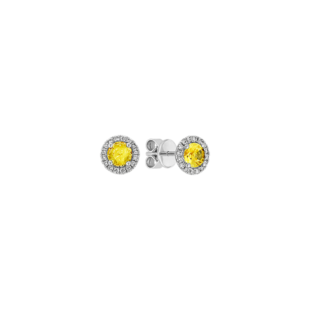 Twila Yellow Sapphire & Diamond Halo Studs