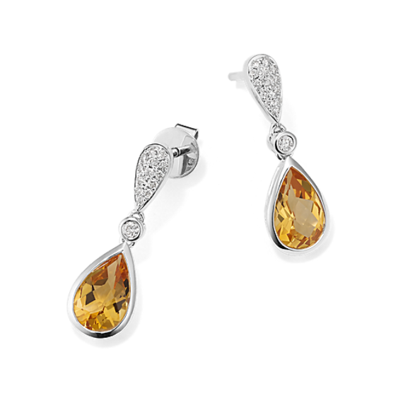 Zareen Citrine & Diamond Drop Earrings