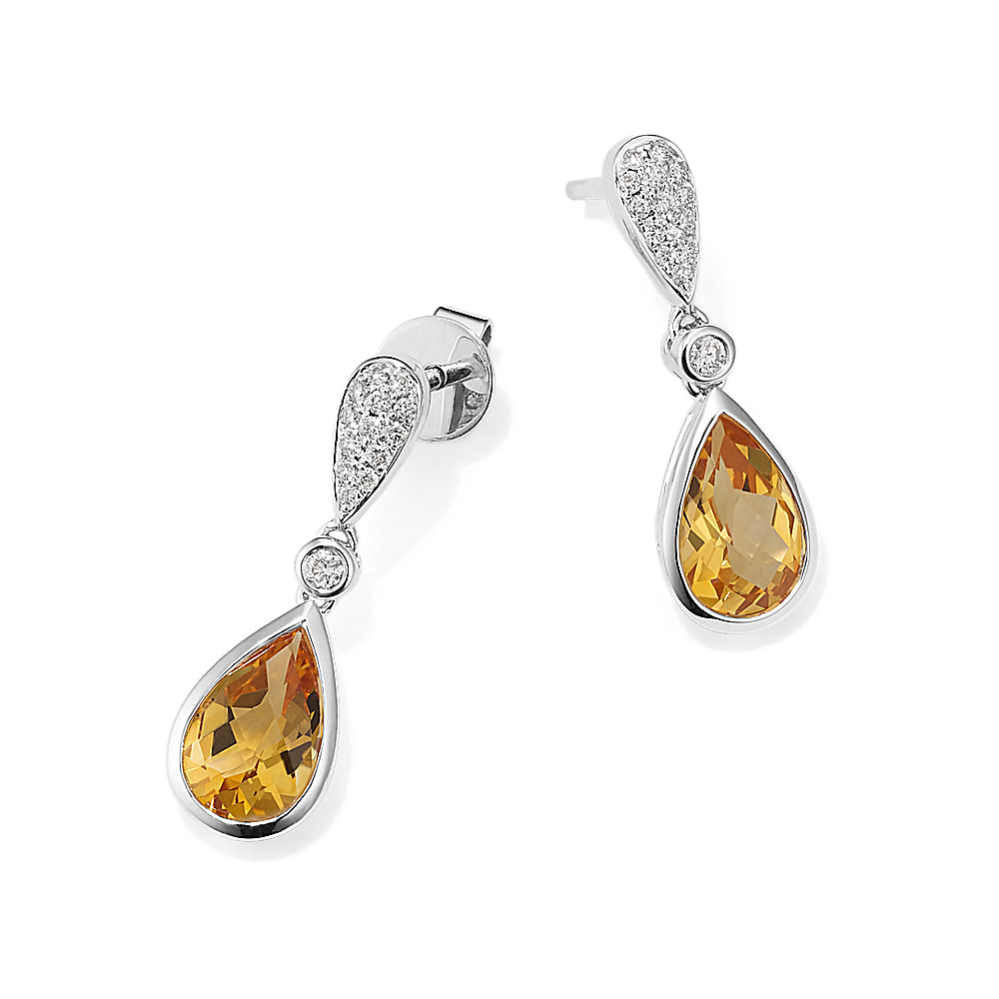 Zareen Citrine & Diamond Drop Earrings