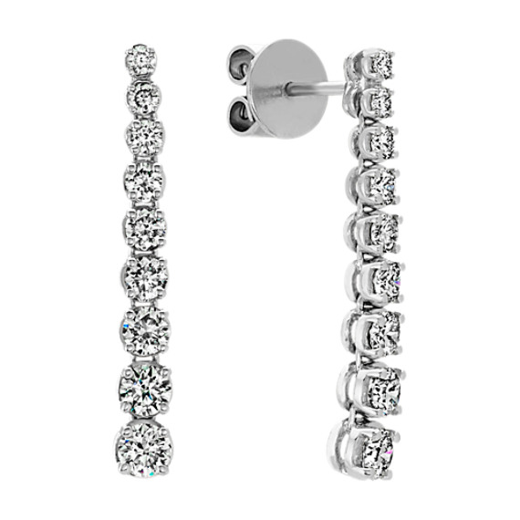 Round Diamond Dangle Earrings In 14k White Gold Shane Co Round Diamond Dangle Earrings In 14k White Gold