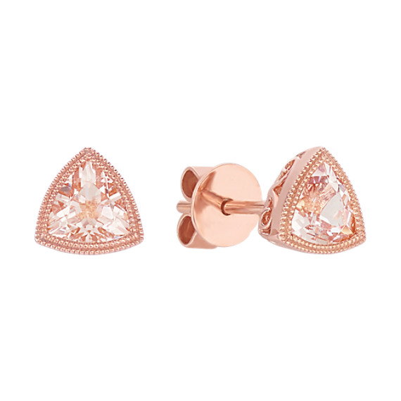 Vintage Trillion Pink Morganite Earrings Shane Co Vintage Trillion Pink Morganite Earrings