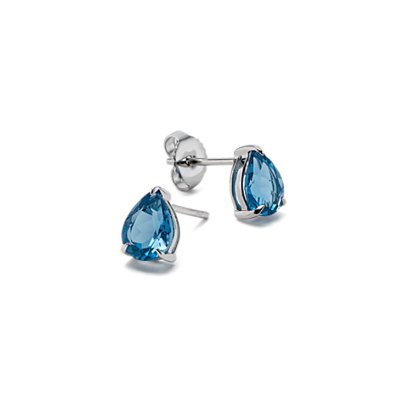 Pear-Shaped London Blue Topaz Earrings