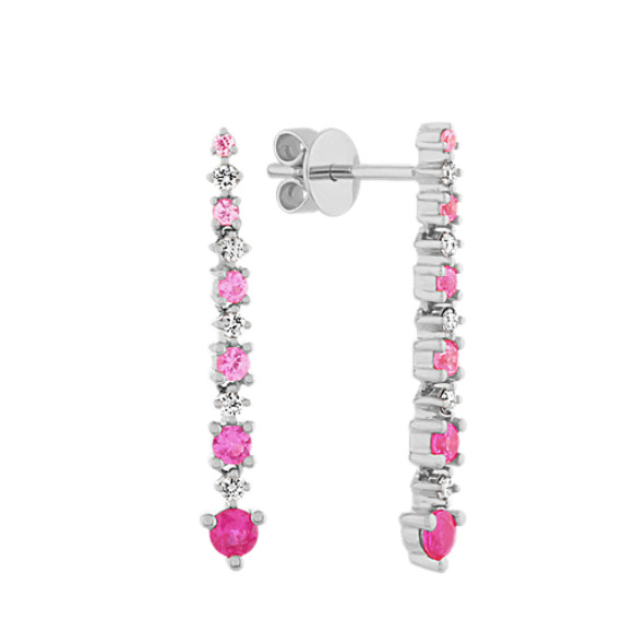 Dangle Ombre Pink Sapphire and Diamond Earrings
