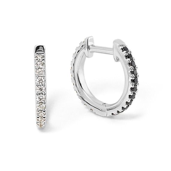 Diamond and Black Sapphire Reversible Hoop Earrings