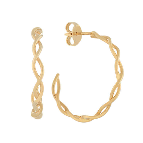 Woven Hoop Earrings in 14k Yellow Gold