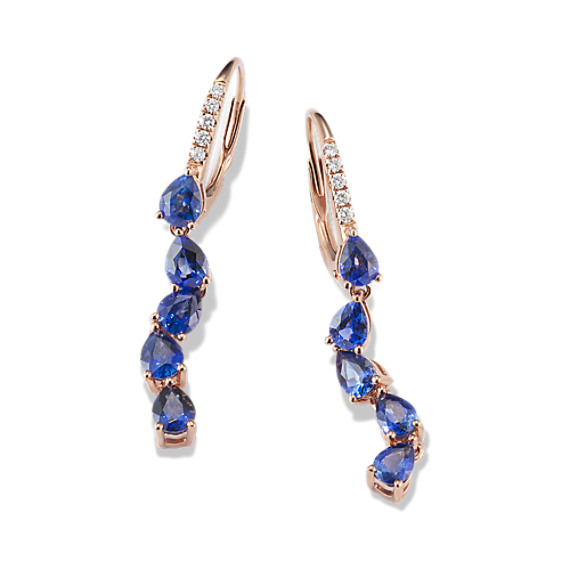 Traditional Sapphire and Diamond Dangle Earrings