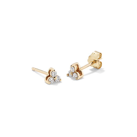 Diamond Cluster Earrings in 14K Yellow Gold