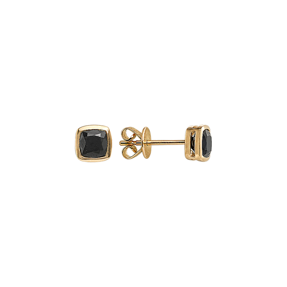 Lynx Black Sapphire Earrings in 14K Yellow Gold | Shane Co.