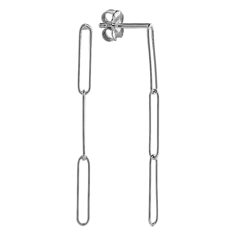 Daya Paperclip Dangle Earrings in 14K White Gold