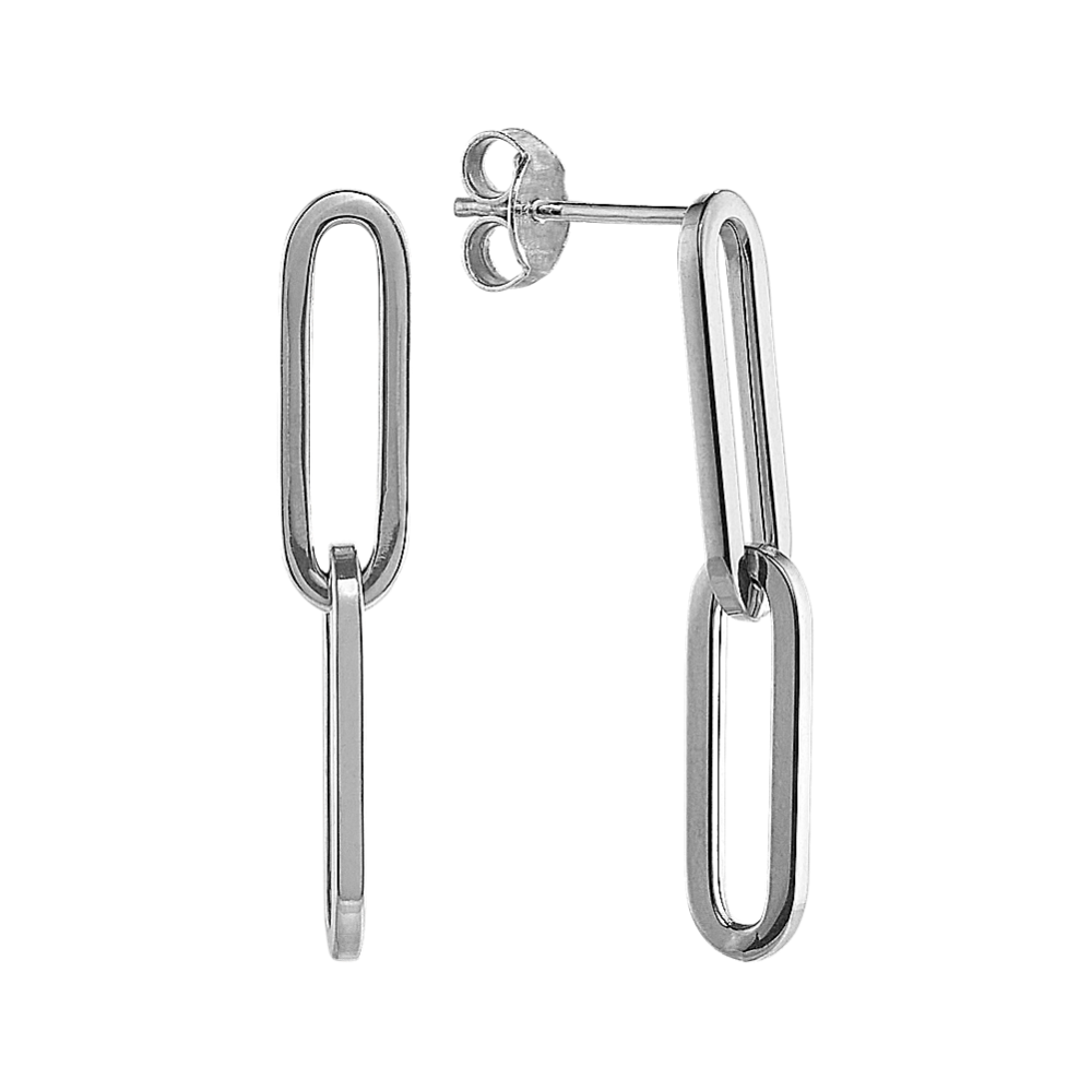 Saffi 14K White Gold Paperclip Chain Earrings