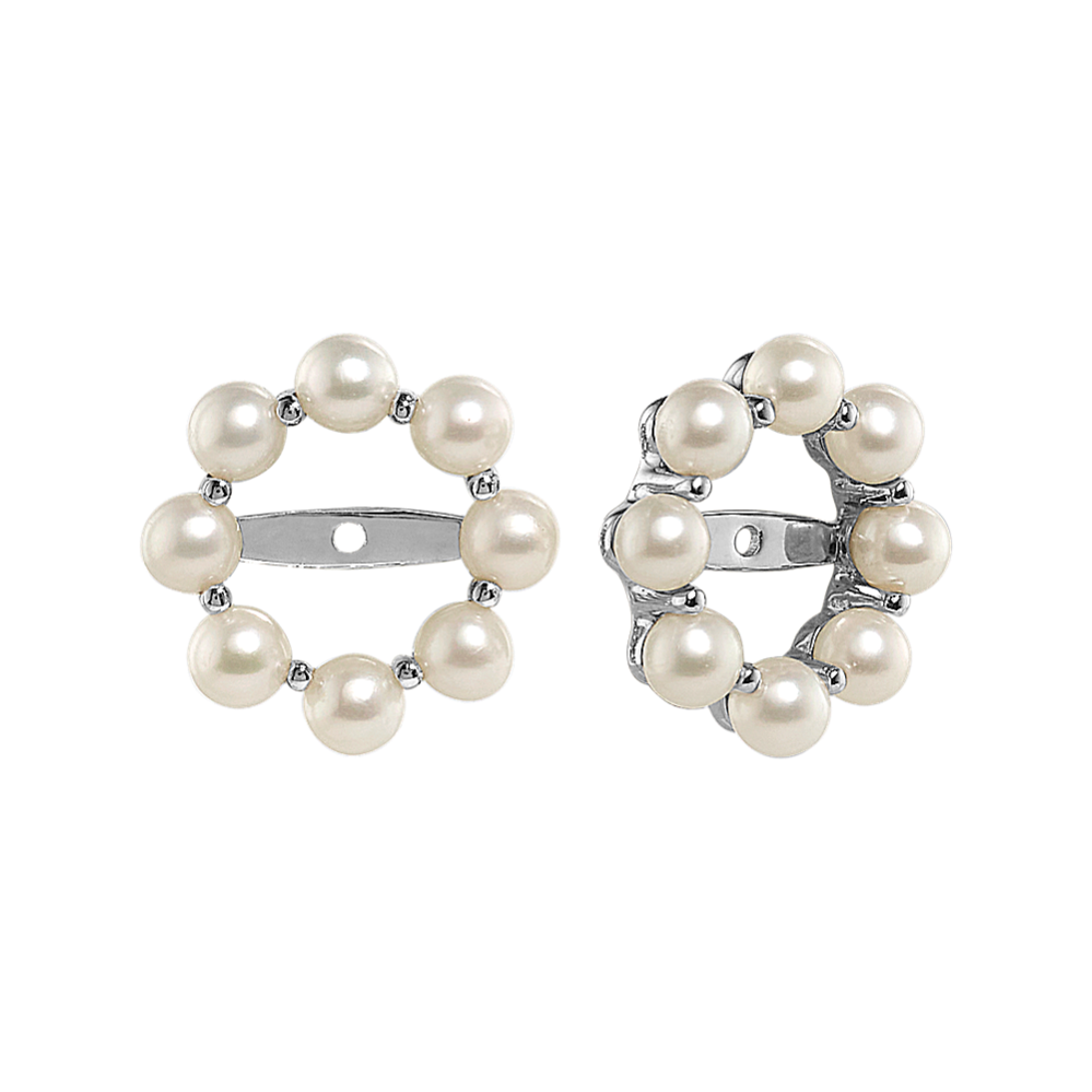 3mm Freshwater Pearl Earring Jackets in 14K White Gold