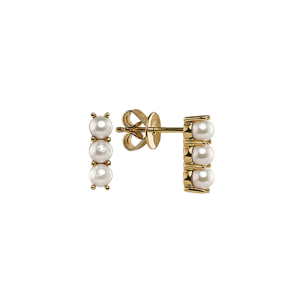 Prairie 3mm Cultured Freshwater Pearl Earrings in 14K Yellow Gold