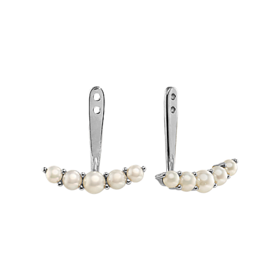 2.5mm Freshwater Pearl Earring Jackets in 14K White Gold