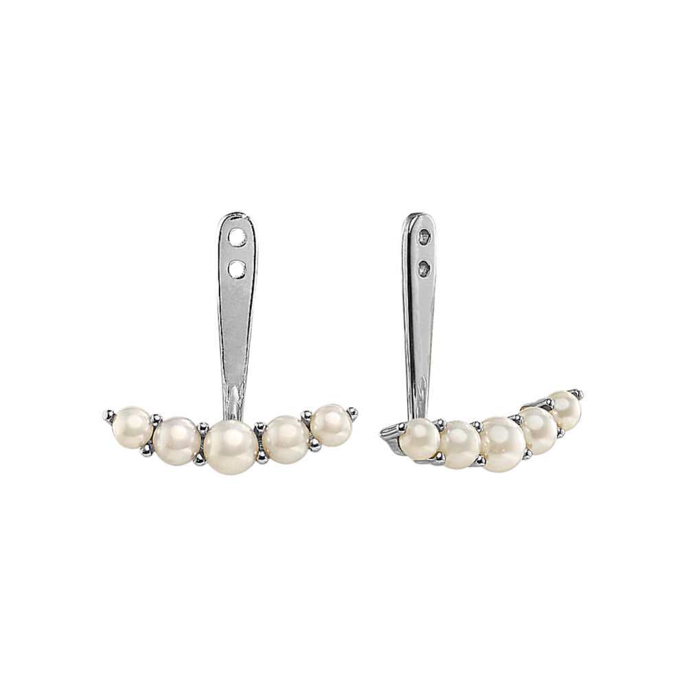 2.5mm Freshwater Pearl Earring Jackets in 14K White Gold
