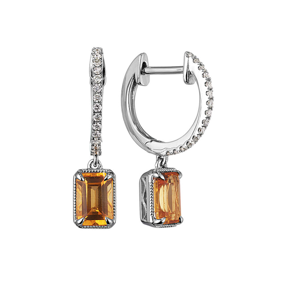 Vintage Citrine and Diamond Dangle Earrings