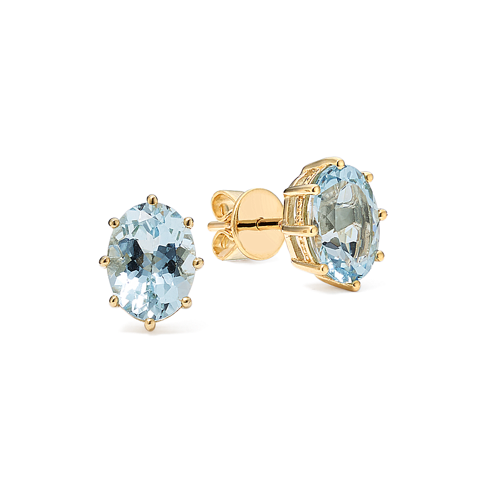 Oval Aquamarine Studs (8x6mm) | Shane Co.