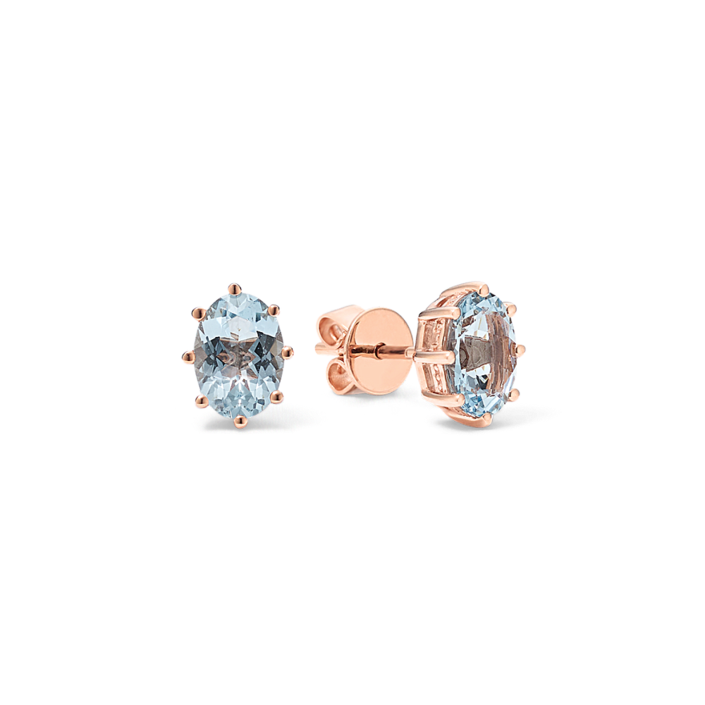 Marabel Natural Aquamarine Earrings in 14K Rose Gold