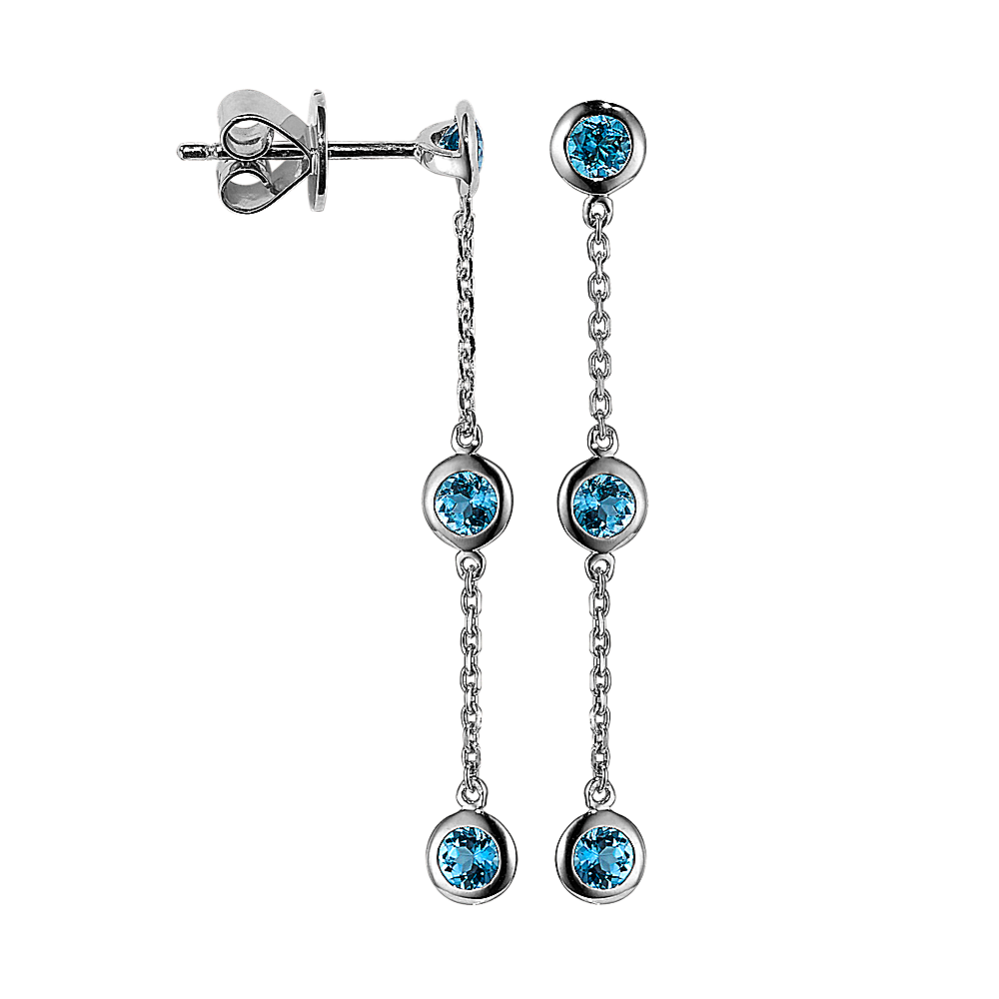 Mina Blue Topaz Drop Earrings in Sterling Silver