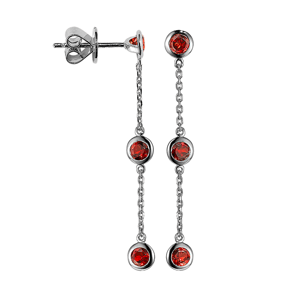Mina Garnet Drop Earrings in Sterling Silver