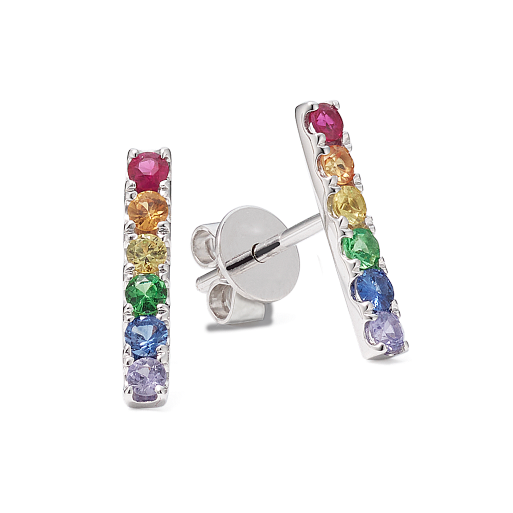 Fiesta Rainbow Gemstone Bar Earrings