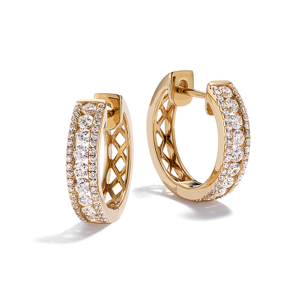 Triple-Row Diamond Hoops 1 tcw