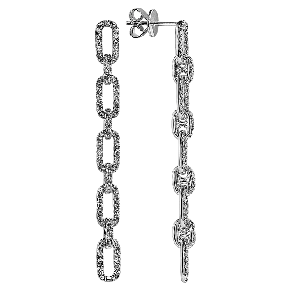 Stevie Diamond Dangle Link Earrings in 14K White Gold