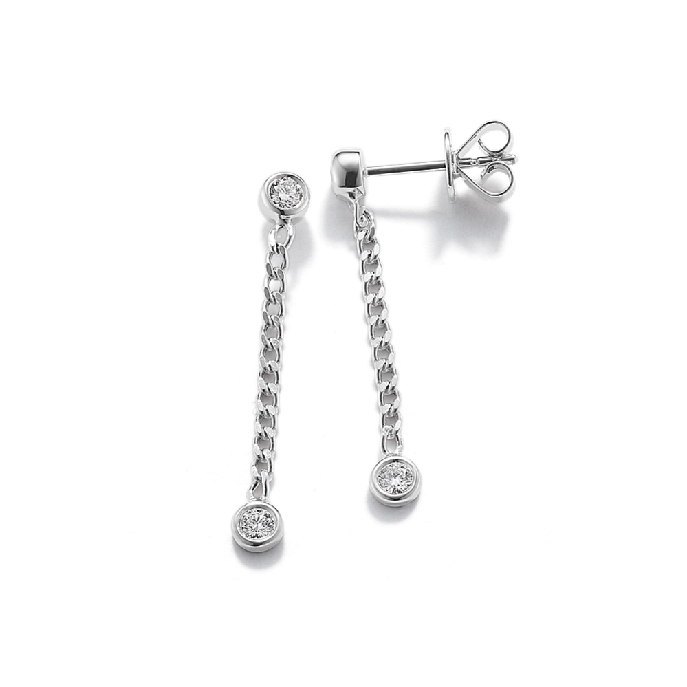 Bezel-Set Diamond Drop Earrings