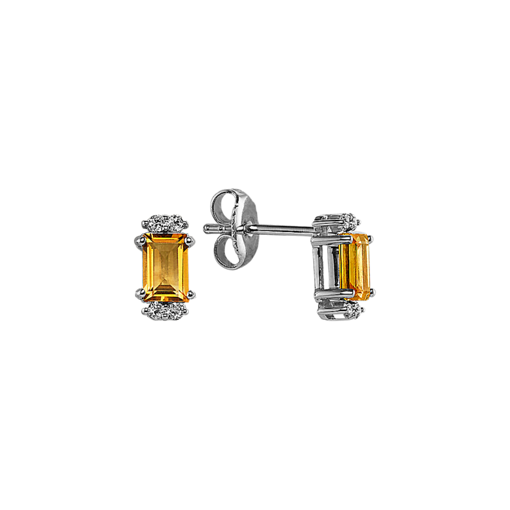 Raine Citrine and Diamond Earrings in Sterling Silver