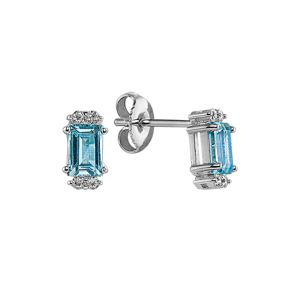 Raine Sky Blue Topaz and Diamond Earrings in Sterling Silver