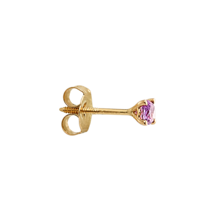 Natural Lavender Sapphire One Single Stud Earring in 14K Yellow Gold