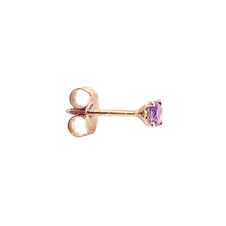 Natural Lavender Sapphire One Single Stud Earring in 14K Rose Gold