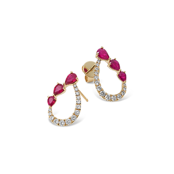 Rose Petal Ruby & Diamond Earrings