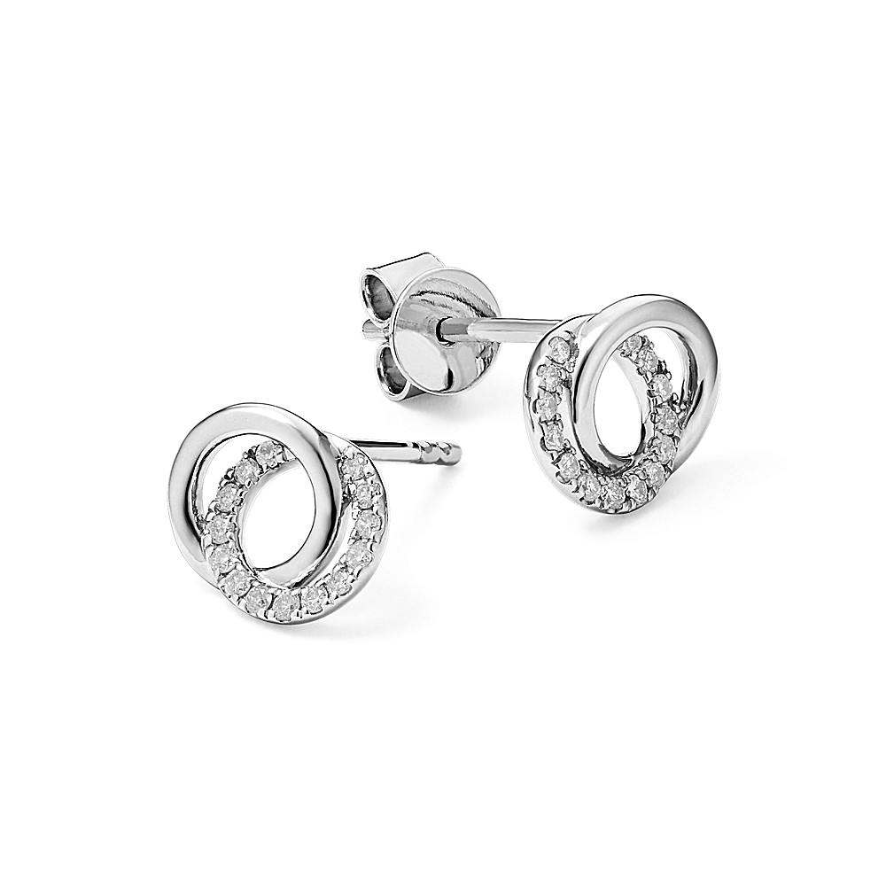 Double Interlocking Circle Stud Earrings