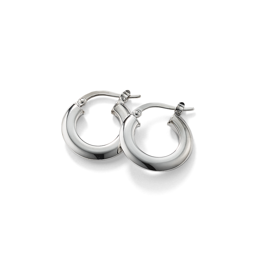 Knife Edge Petite 14K White Gold Hoops