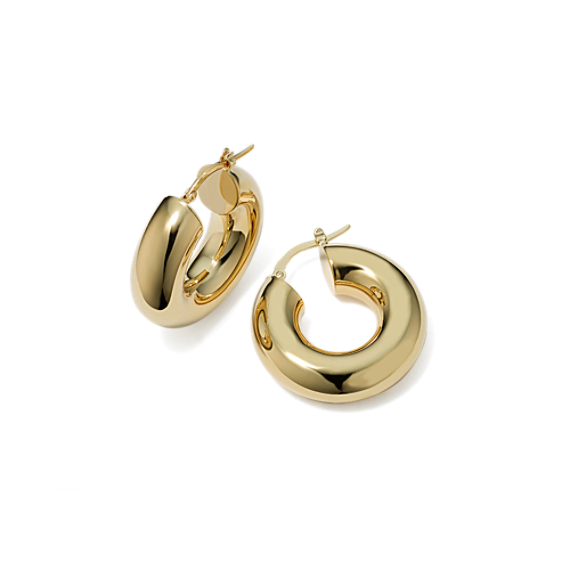 Chunky 14K Yellow Gold Hoops
