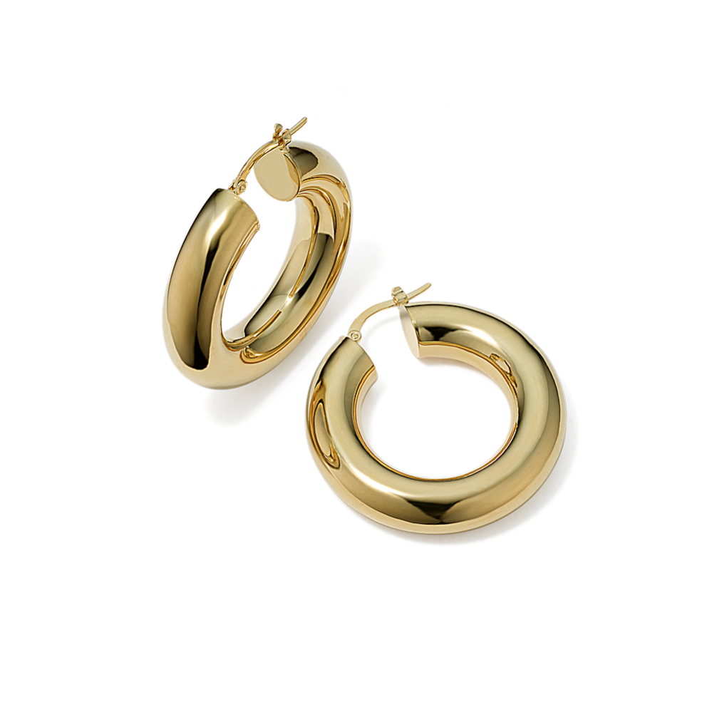Chunky Large 14K Yellow Gold Hoops