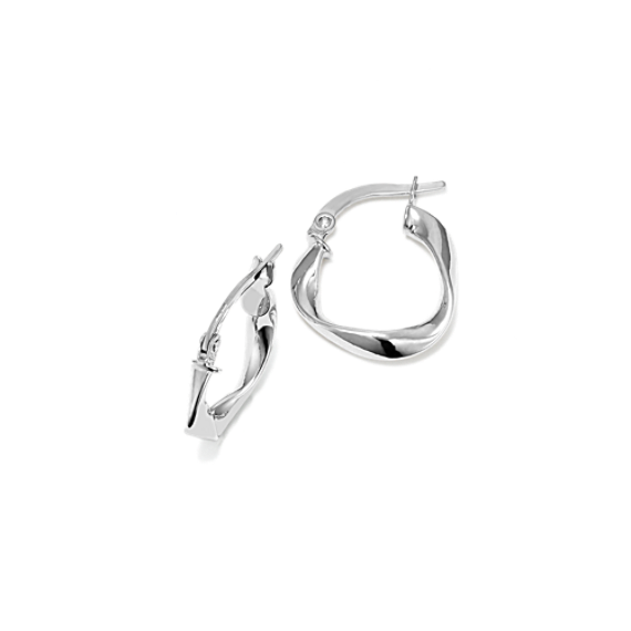 Twist 14K White Gold Huggie Hoops