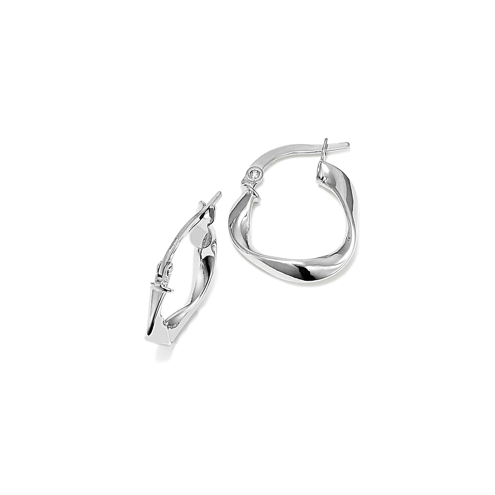 Twist 14K White Gold Hoops