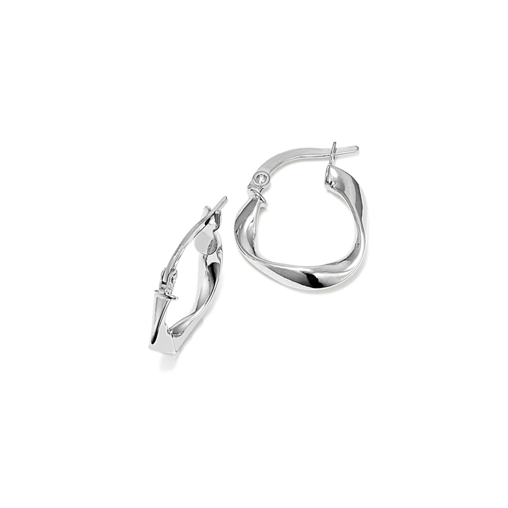 Twist 14K White Gold Huggie Hoops