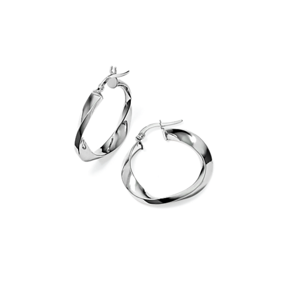 Twist Medium 14K White Gold Hoops