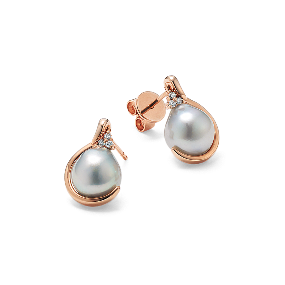 Cultured Blue Akoya Pearl Cradle Earrings