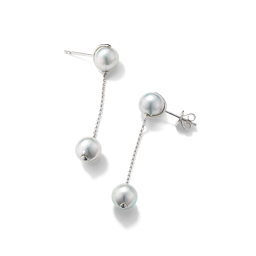 Cultured Blue Akoya Pearl Drop Earrings