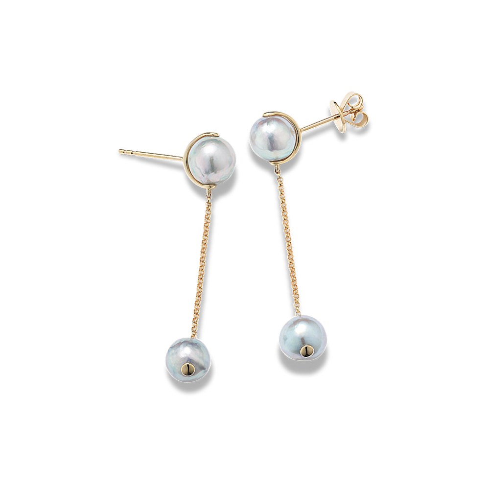 Cultured Blue Akoya Pearl Drop Earrings