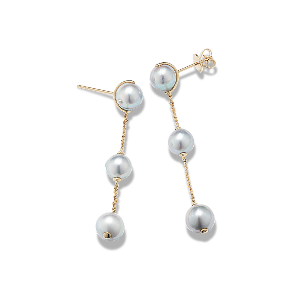 Cultured Blue Akoya Pearl Station Earrings