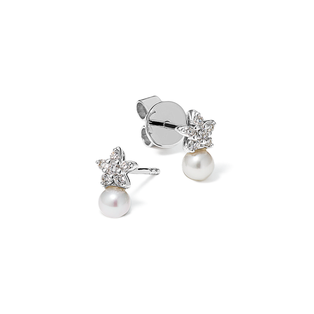 Starla Cultured Akoya Pearl & Diamond Earrings