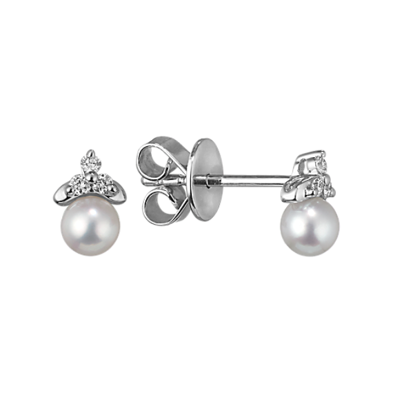 3mm Cultured Akoya Pearl Earrings in 14K White Gold