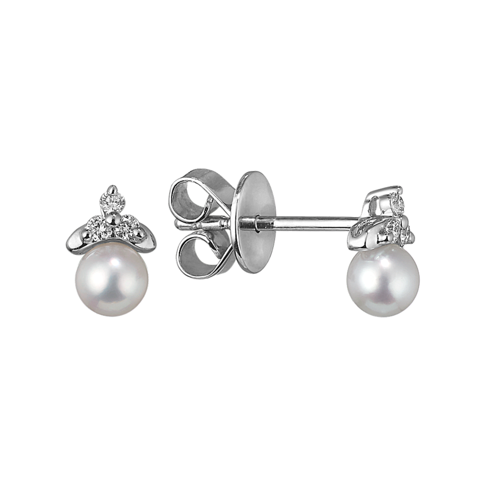 3mm Cultured Akoya Pearl Earrings in 14K White Gold