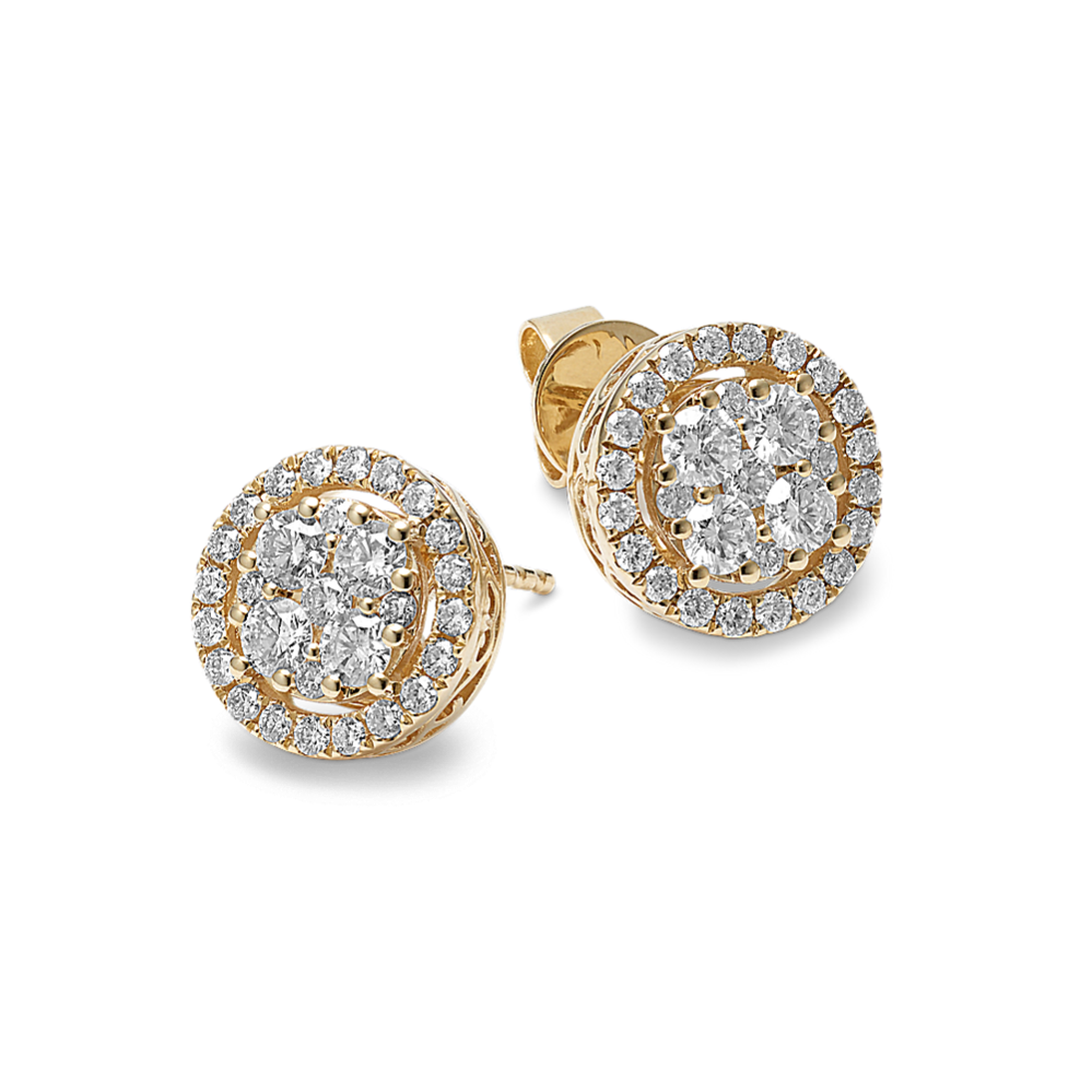 Angela 1 tcw Diamond Halo Studs